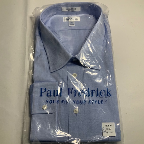 Paul Fredrick 2-ply pinpoint Oxford button front shirt Sz 20x 35 new - Picture 1 of 6